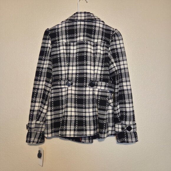 Pink Envelope Women's Medium Winter Black and White Checkered Coat - Picture 4 of 8